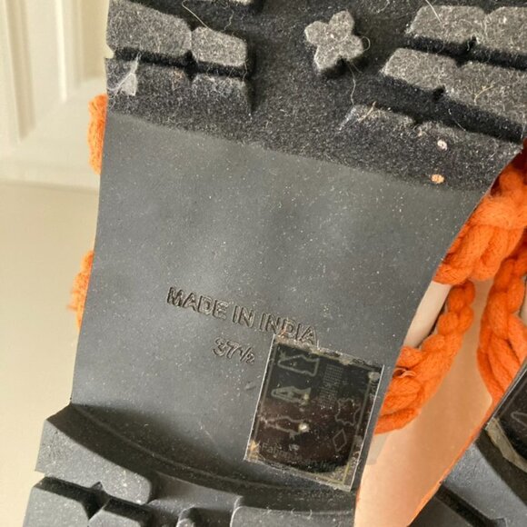 NWOT Free People Sandri Macrame Orange Woven Boho Sandals Sz 37.5 - Picture 7 of 7